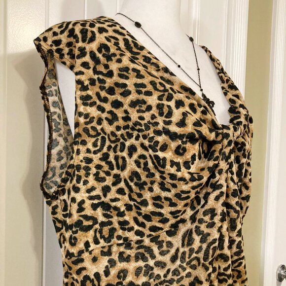 PREMIERE COLLECTION Plus-size leopard print v-neck sleeveless shirt XL 1X 2X top - Picture 4 of 12
